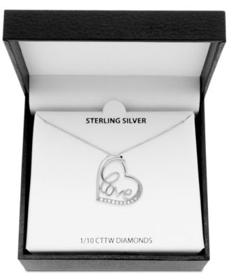 Diamond Love Heart 18" Pendant Necklace (1/10 ct. t.w.) in Sterling Silver