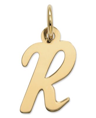 14k Gold Charm, Small Script Initial R Charm - Macy's