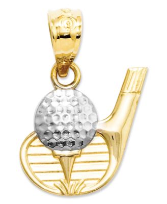 Macy's - 14k Gold and Sterling Silver Charm, Golf Club and Ball Charm