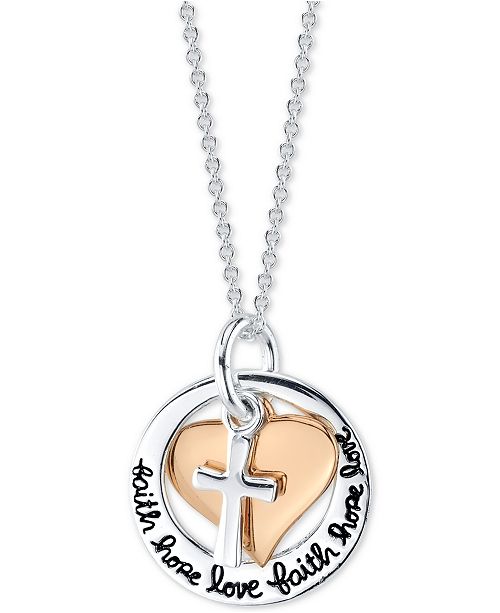 Unwritten Faith Hope Love 18 Pendant Necklace In Sterling