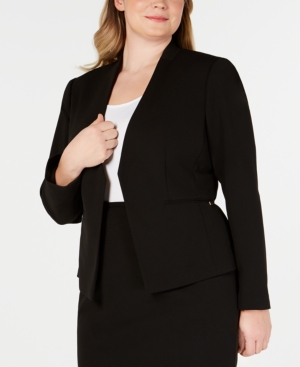 Calvin Klein Plus Size Open-Front Soft Crepe Blazer