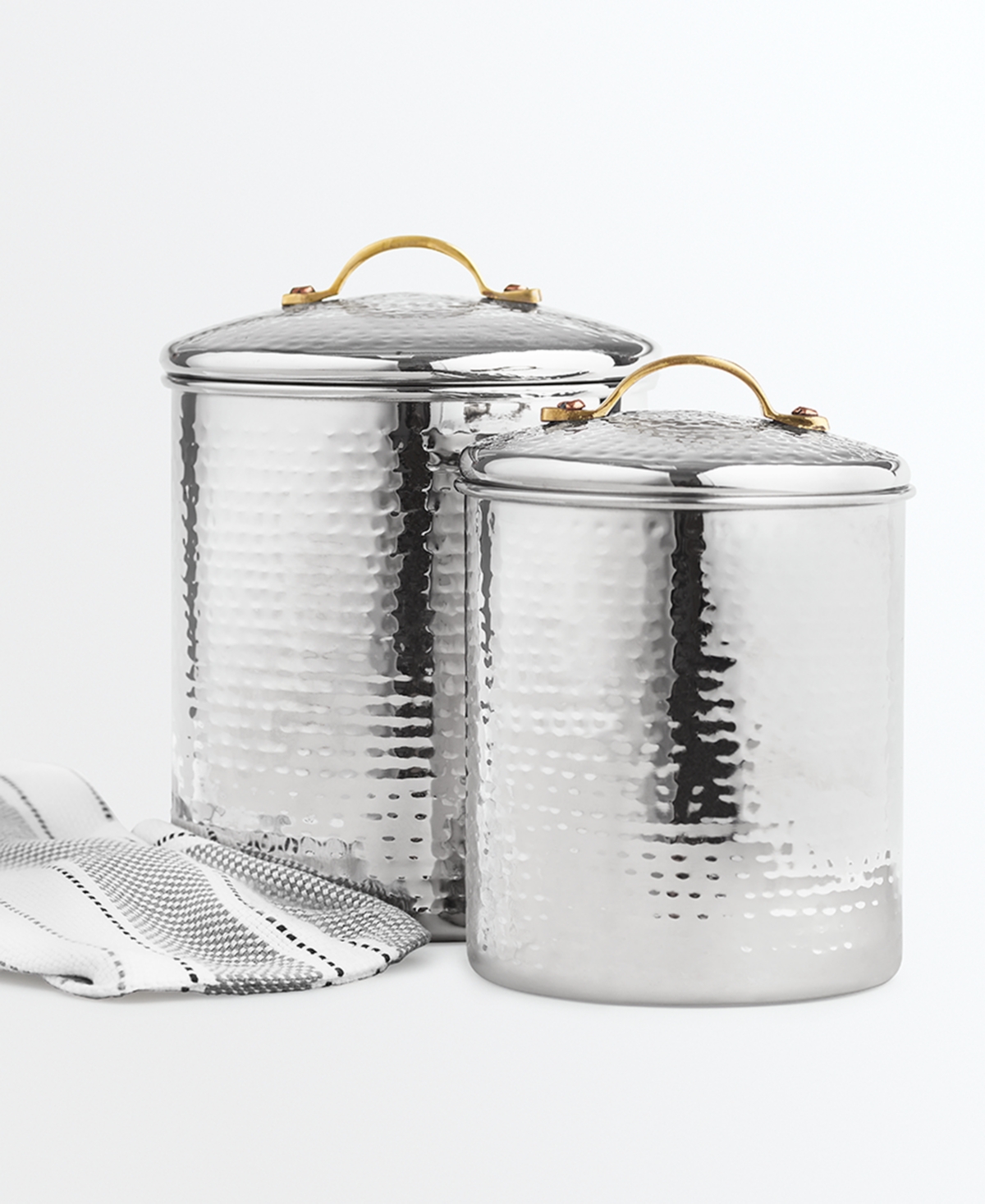 Martha Stewart Collection Hammered Stainless Steel Canisters, Set of 2, Created for Macy's