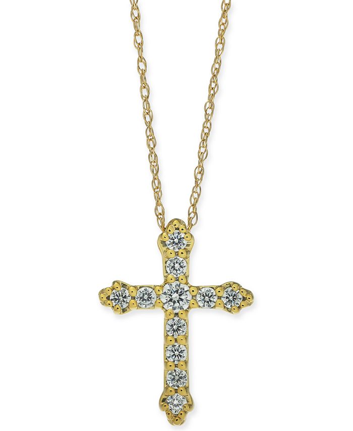 Macy's Diamond Cross 18" Pendant Necklace (1/4 ct. t.w.) in 14k Gold