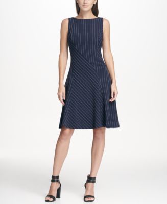 DKNY Pinstripe Fit an Flare Dress, Created for Macy's & Reviews ...