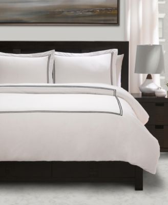 Shop Ella Jayne 100 Cotton Percale 3 Piece Duvet Sets With Satin Stitching In Stone
