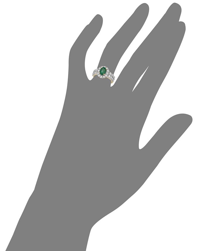 Macy's Emerald (7/8 ct. t.w.) & Diamond (1/4 ct. t.w.) Ring in 14k Gold ...