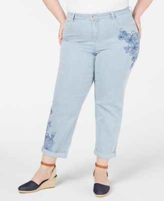 Style & Co Plus Size Curvy Embroidered Ex-Boyfriend Jeans, Created for ...