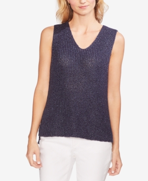 VINCE CAMUTO SPECKLED SHINY SLEEVELESS KNIT TOP