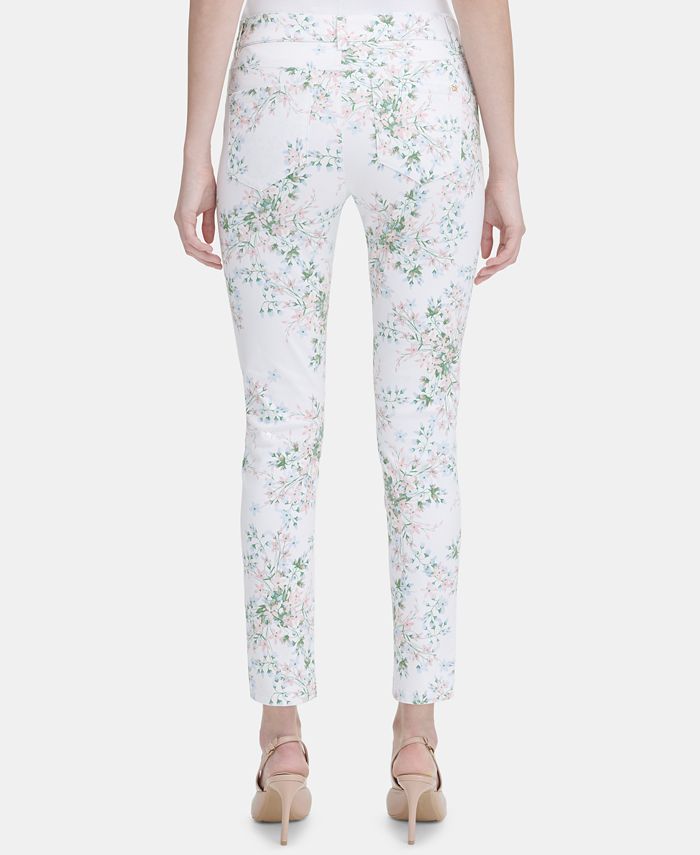 Calvin Klein Floral Printed Polished Mid Rise Pants Macy s
