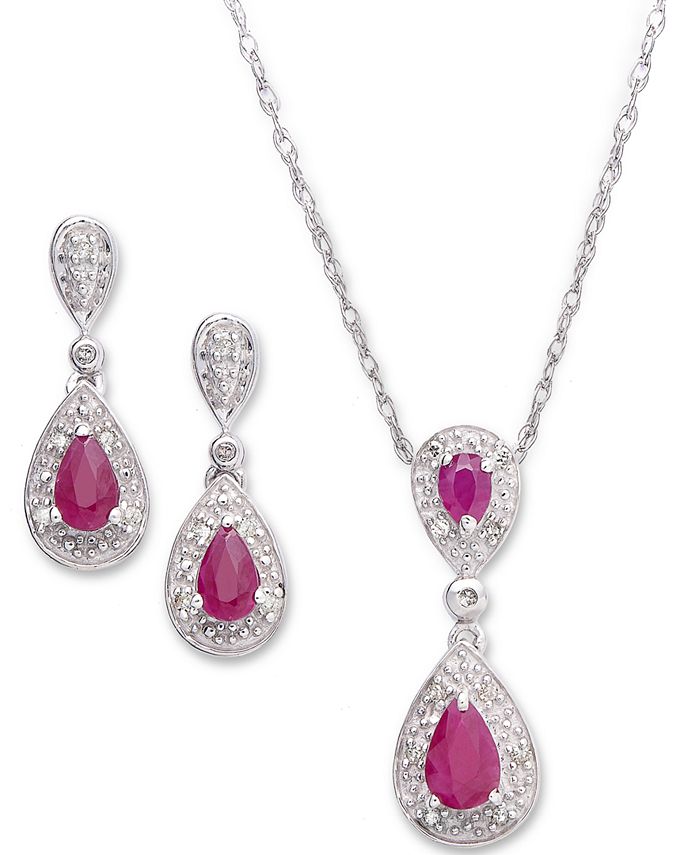 Macy's Ruby (1-3/8 ct. t.w.) and Diamond (1/10 ct. t.w.) Set in ...