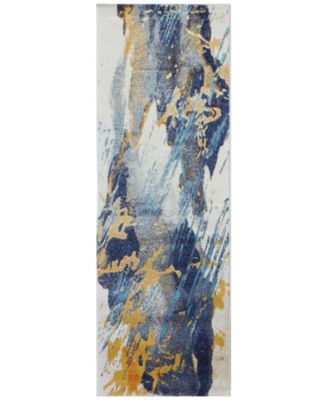 Bashian - Medley 5341A Ivory/Blue 2'6" x 8' Runner Area Rug