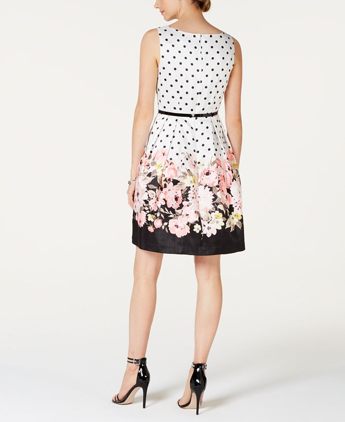 Jessica Howard Belted BorderPrint Fit & Flare Dress Macy's
