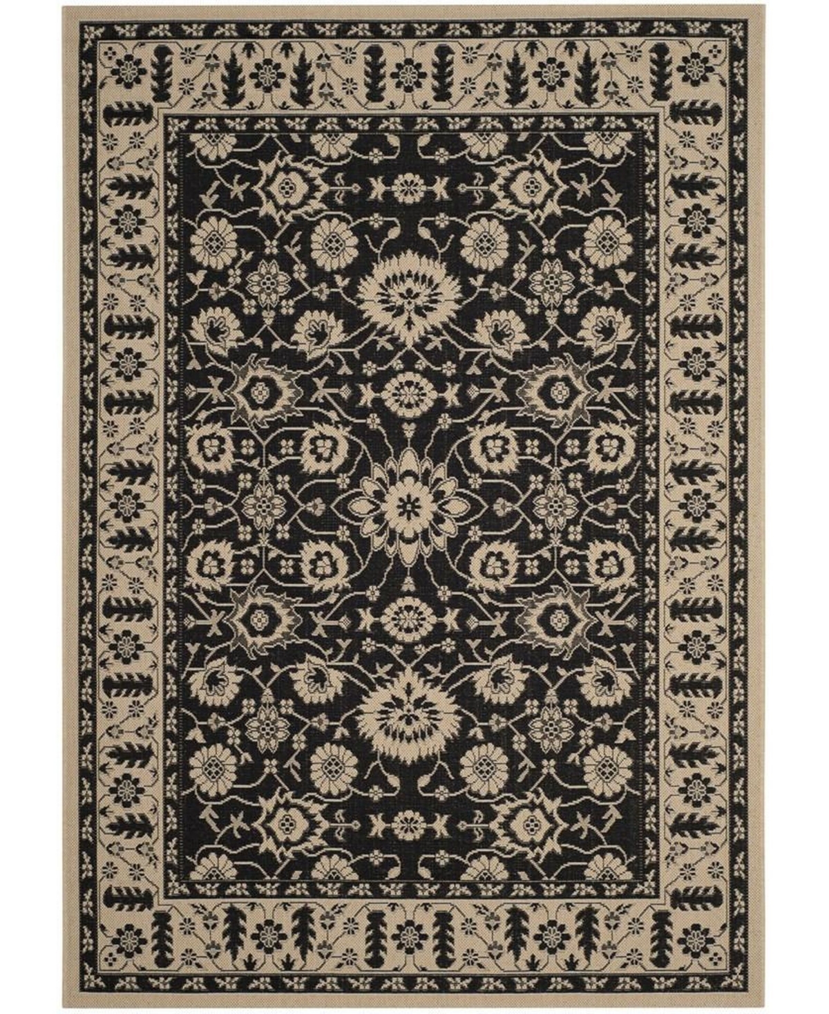 Safavieh Courtyard Black and Creme 8' x 11' Sisal Weave Outdoor Area Rug - Black