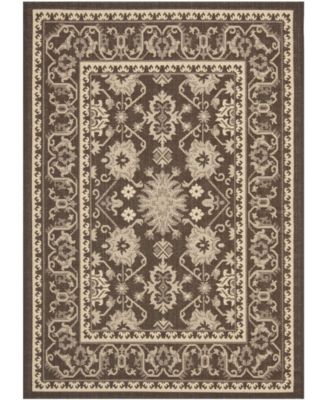 Courtyard CY6727 Chocolate and Cream 5'3" x 7'7" Outdoor Area Rug