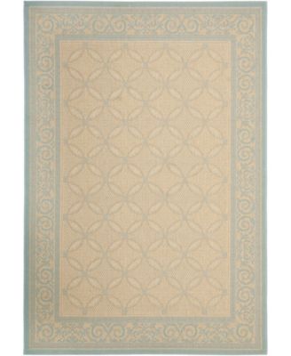 Courtyard CY6107 Cream and Aqua 8' x 11' Sisal Weave Outdoor Area Rug
