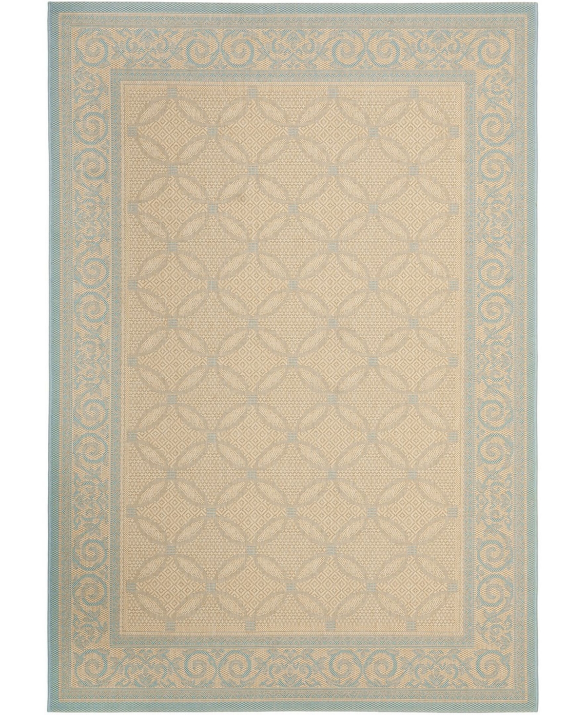 Safavieh Courtyard Cream and Aqua 8' x 11' Sisal Weave Outdoor Area Rug - Cream