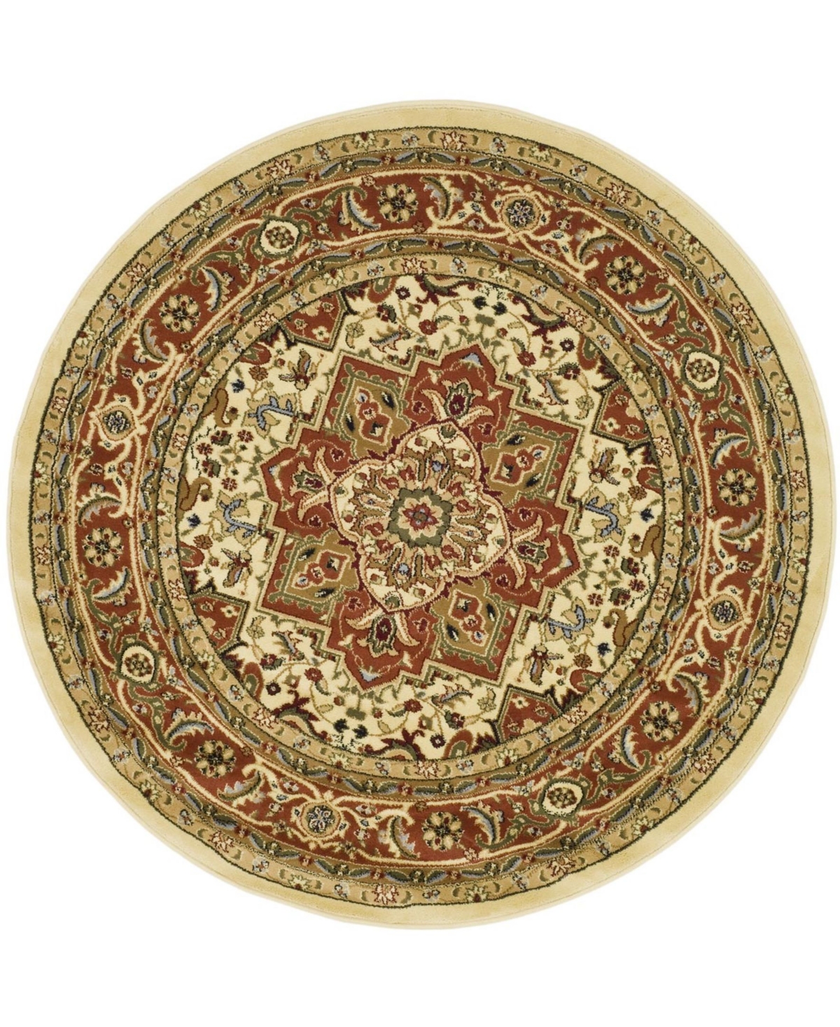 Safavieh Lyndhurst Ivory and Rust 8' x 8' Round Area Rug - White Grou