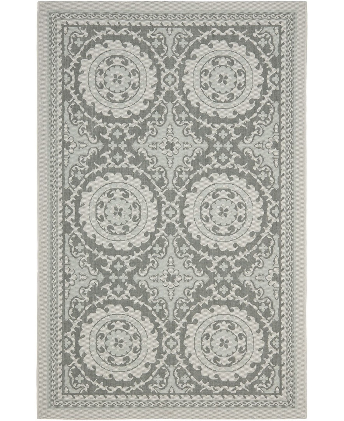 Safavieh Courtyard Light Gray and Anthracite 8' x 11' Outdoor Area Rug - Grey / Ant