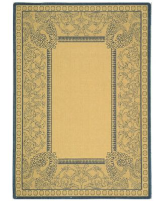 Courtyard Natural and Blue 2'3" x 6'7" Runner Area Rug
