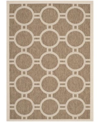 Courtyard CY6924 Brown and Bone 5'3" x 7'7" Sisal Weave Outdoor Area Rug