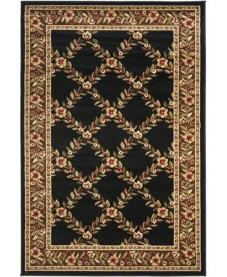Lyndhurst LNH557 Black and Brown 5'3" x 7'6" Area Rug