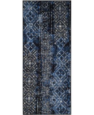 Adirondack Silver and Black 2'6" x 10' Runner Area Rug