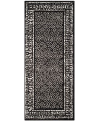 Adirondack Black and Silver 2'6" x 18' Runner Area Rug