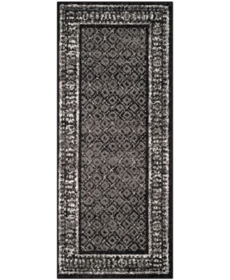 Adirondack Black and Silver 2'6" x 14' Runner Area Rug