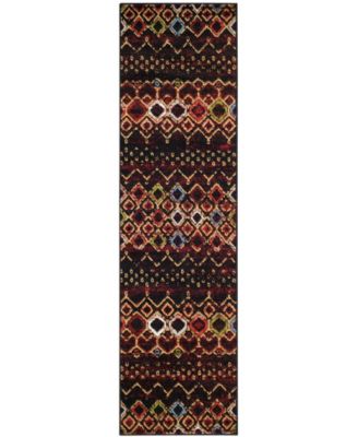 Amsterdam Black and Multi 2'3" x 12' Runner Area Rug