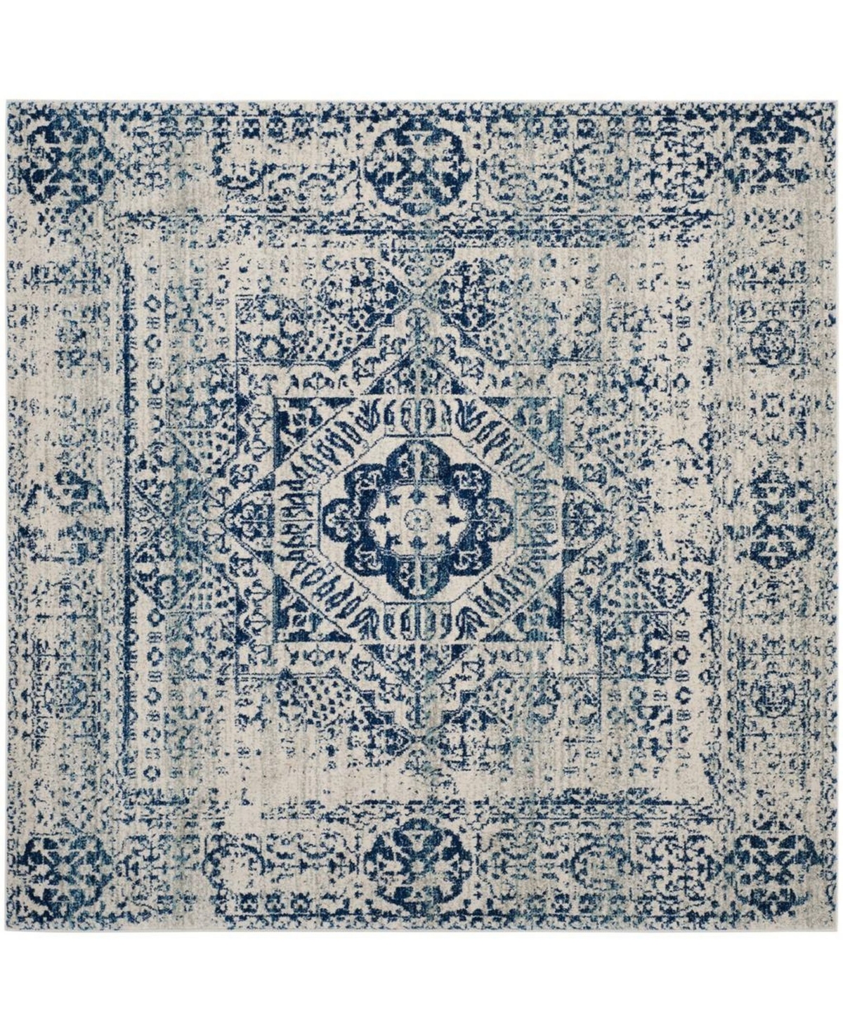 Safavieh Evoke Ivory and Blue 9' x 9' Square Area Rug - Ivory