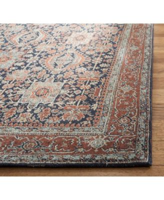 Classic Vintage Navy and Rust 2'3" x 8' Runner Area Rug