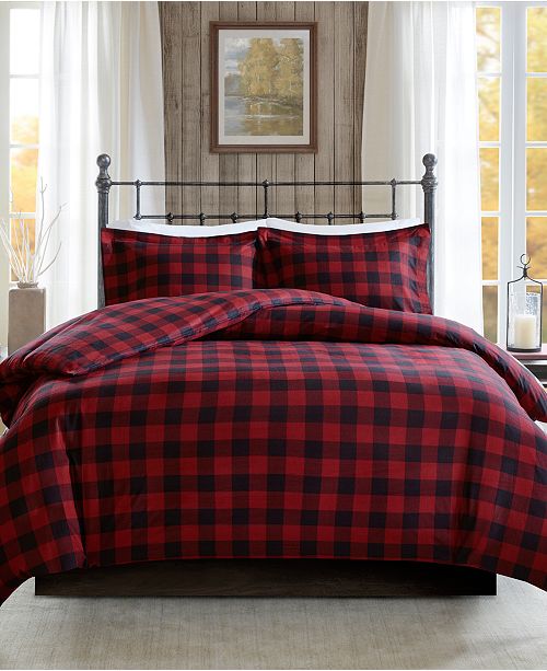 Jla Home Woolrich Flannel 3 Pc Check Print Cotton Duvet Cover Set