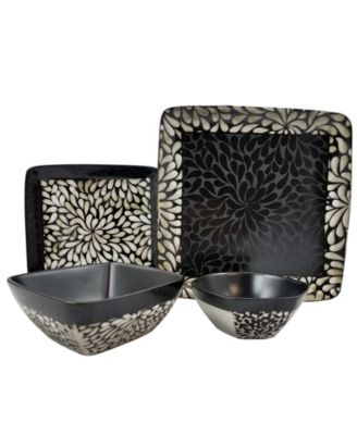 Elama - Desert Bloom 16 Piece Stoneware Dinnerware Set