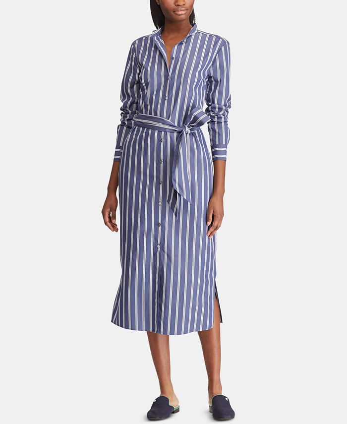 Lauren Ralph Lauren Striped Cotton Shirtdress - Macy's