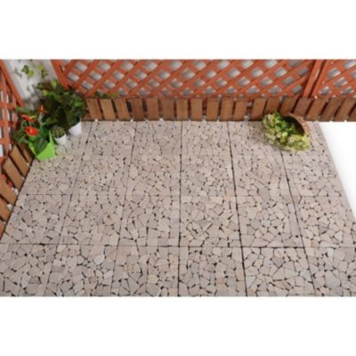 Courtyard Casual Natural Tavertine Stone Deck Tile, 6 Piece Set