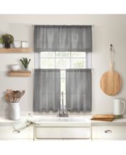 Tucker Ticking Stripe Button Tab Top Window Kitchen Tier Set of 2 - 30 x  36 - Gray - Elrene Home Fashions