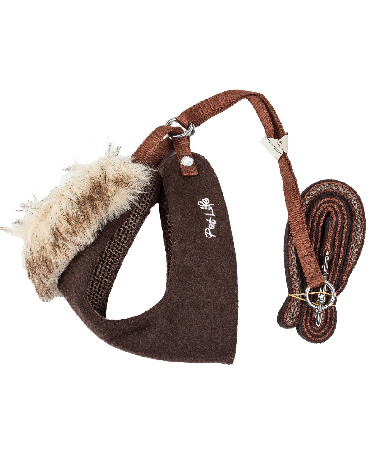 Pet Life Luxe 'Furracious' 2-in-1 Dog Harness Leash with Removable Faux Fur Collar