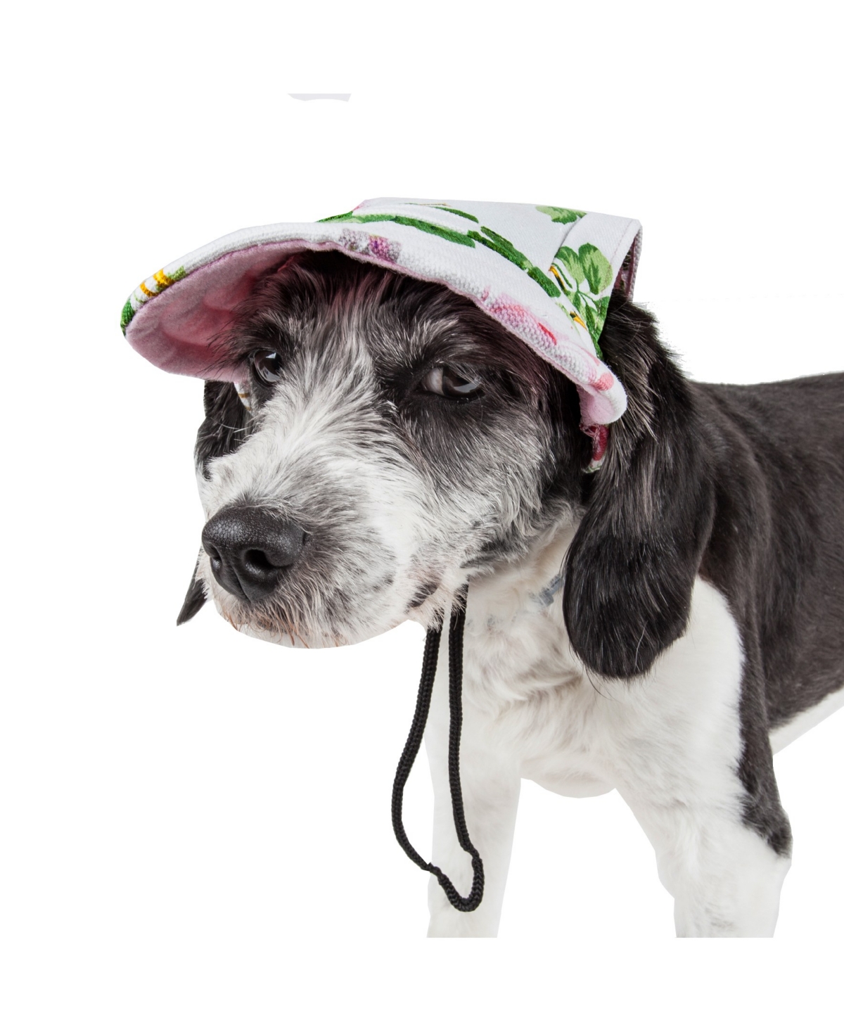 'Botanic Bark' Floral Uv Protectant Adjustable Fashion Dog Hat Cap - White