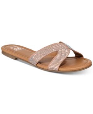 Material Girl Women s Acelina Fabric Open Toe Casual Slide Sandals Pink