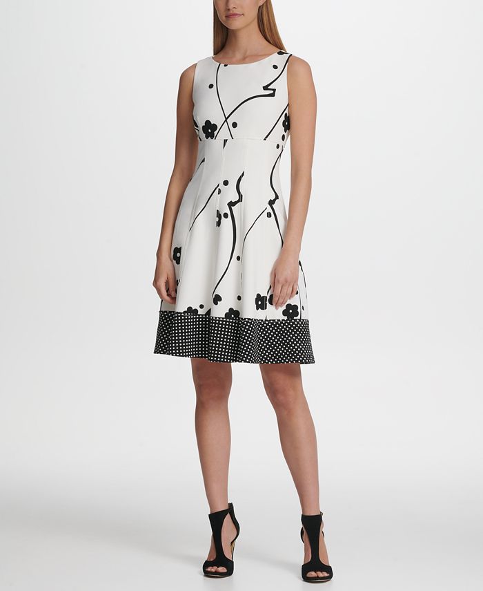 DKNY Floral Print Fit and Flare Dress, Created for Macy's - Macy's