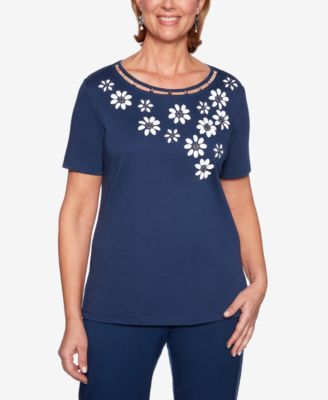 Alfred Dunner - Embellished Flower Short-Sleeve Top