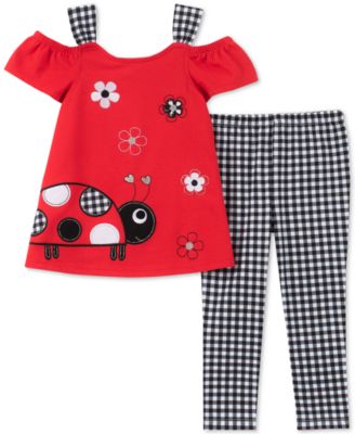Kids Headquarters - Toddler Girls 2-Pc. Lady Bug Tunic & Gingham Leggings Set