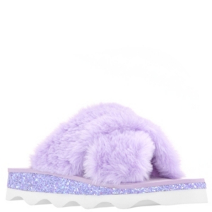Nina Kids' Little & Big Girls Anjali Faux Fur Slides In Purple Faux Fur