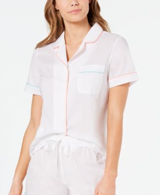 Charter Club - Notch Collar Woven Cotton Pajama Top
