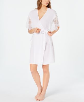 INC International Concepts - Lace-Sleeve Chiffon Wrap Robe