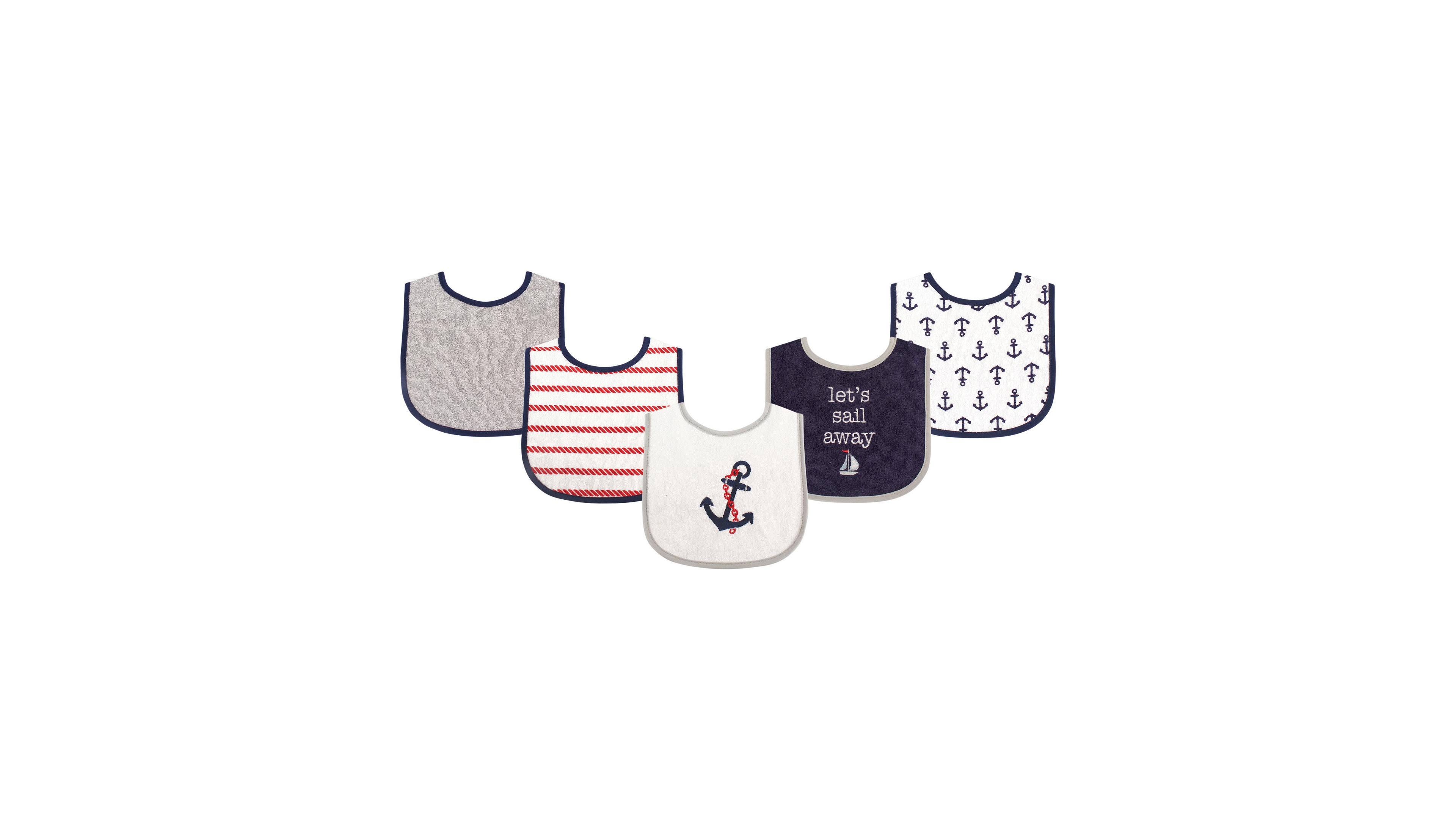 Luvable Friends Baby Boy Cotton Terry Drooler Bibs with Peva Back 5pk