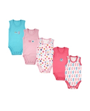 Luvable Friends Baby Girl and Boy Crab Sleeveless Bodysuits Pack of 5