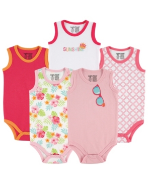 Luvable Friends Baby Girl and Boy Crab Sleeveless Bodysuits Pack of 5