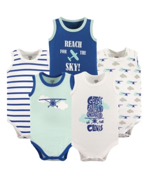 Luvable Friends Baby Girl and Boy Crab Sleeveless Bodysuits Pack of 5