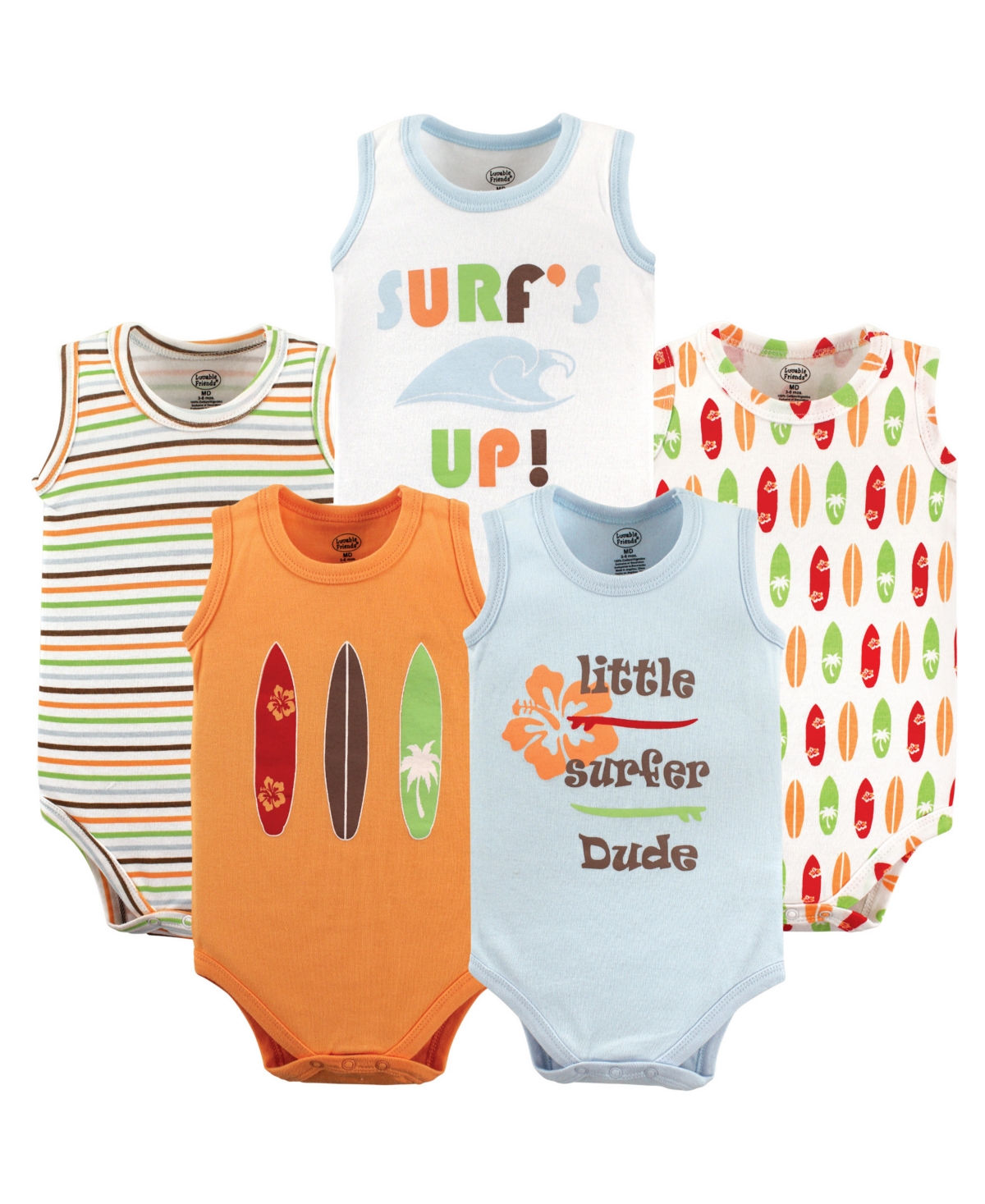 Luvable Friends Baby Boys Sleeveless Cotton Snap-Crotch Undershirts